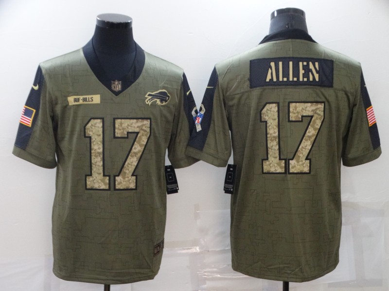 2021 Men Buffalo Bills 17 Allen Nike Olive Salute To Service Limited NFL jersey